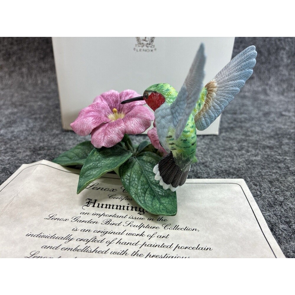 Vintage Lenox Hummingbird Garden Bird Figurine COA Box - Picture 3 of 8